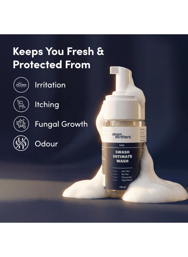 مان ماترز غسول مان ماترز للمناطق الحساسة للرجال بخلاصة الصبار وزيت شجرة الشاي، مضاد للبكتيريا والحكة والروائح الكريهة | لنظافة أفضل للمناطق الحساسة | متوازن الحموضة | 120 مل - Image 4